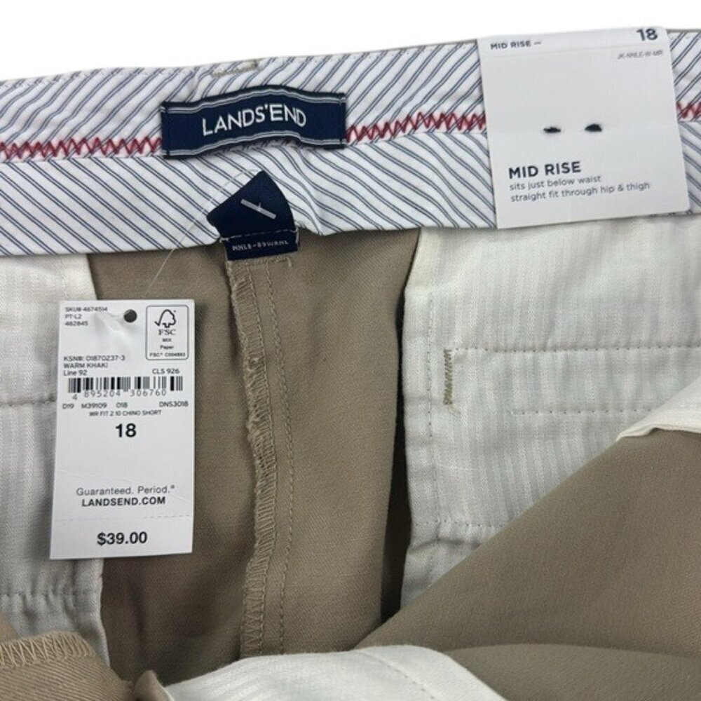 Land’s End Shorts Khaki Mid-Rise Cotton Size 18 - Picture 6 of 6